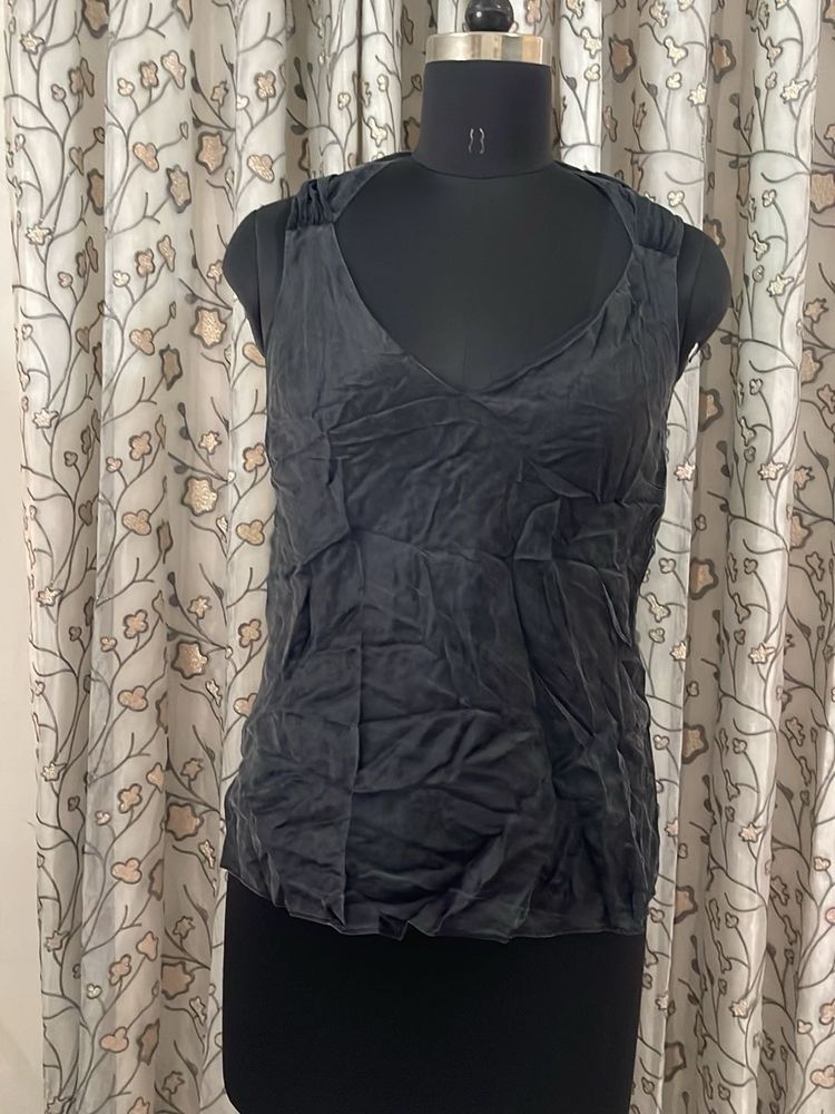 Sleek Dark Grey V-Neck Tank Top