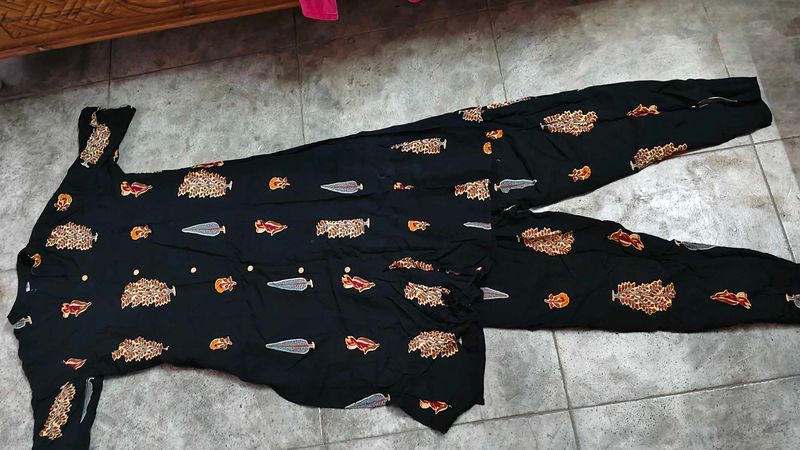 Black Kurta Printed Design