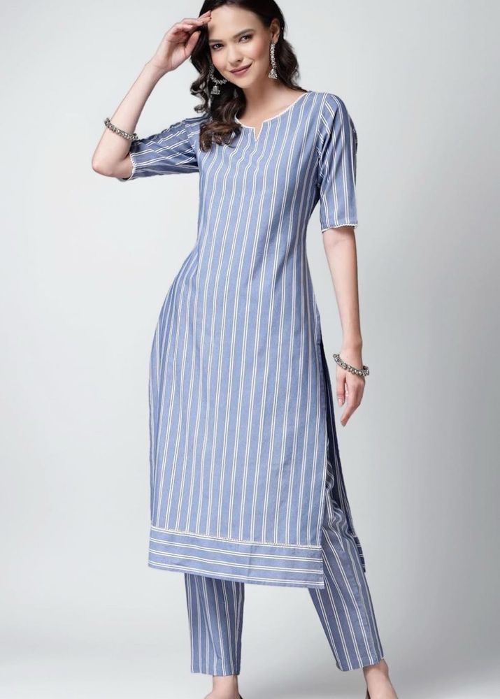 Blue Striped Kurta Set