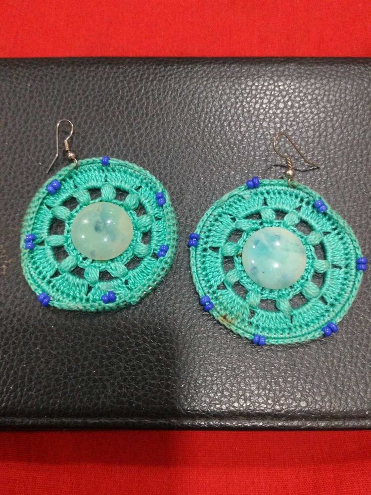 Boho Crochet Earrings with Gemstones