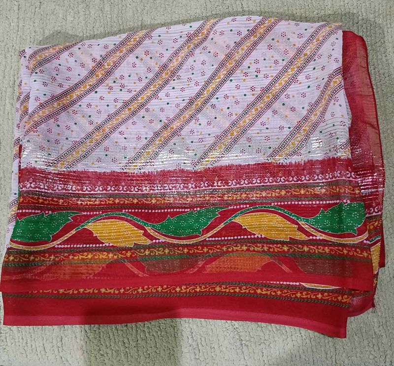 White and Red saree