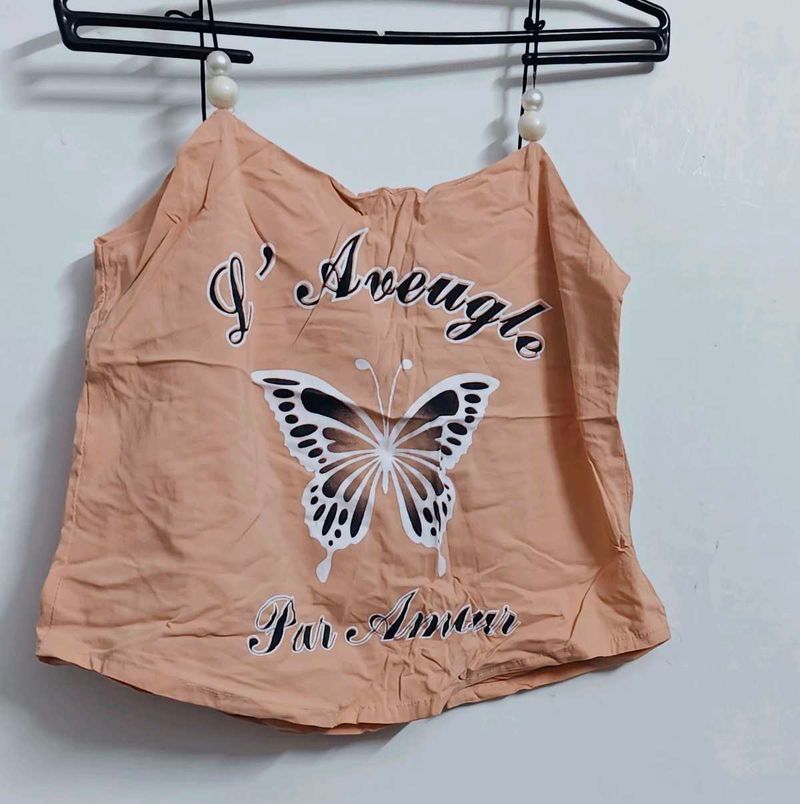 3 piece Cute Peach Butterfly Cami