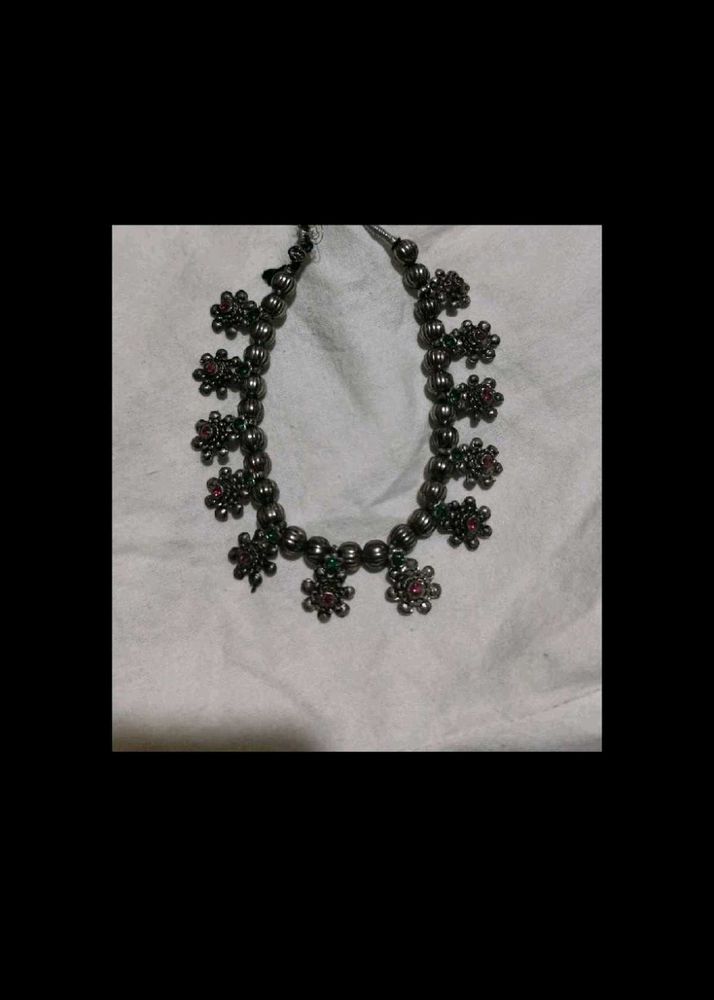 Elegant Oxidized Silver Necklace navratri