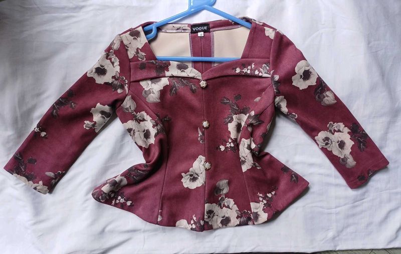 Chic Floral Print Peplum Top