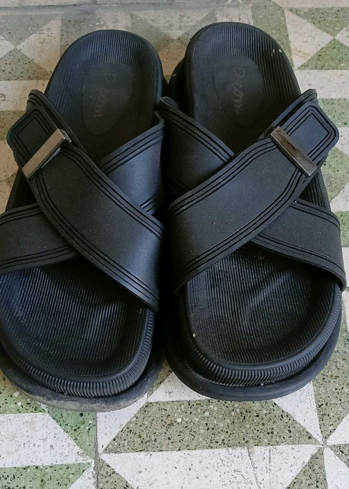 Black Cross Strap Sandals