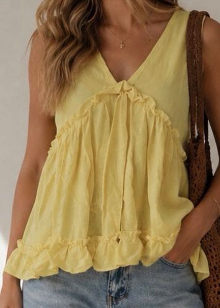 Yellow Ruffle Tank Top