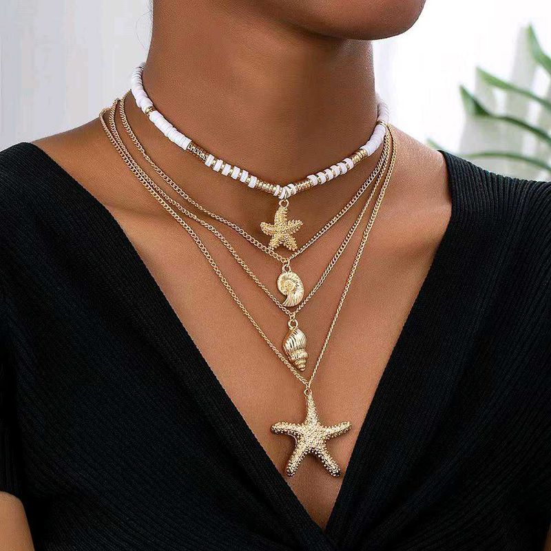 Boho Layered Starfish &amp; Shell Necklace
