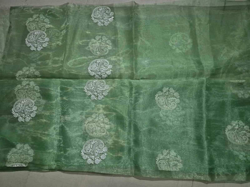 Elegant Green Saree with Paisley Motifs