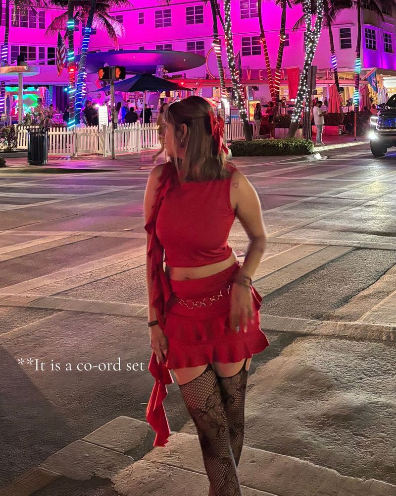 Chic Ruffles Red Co-ord Set