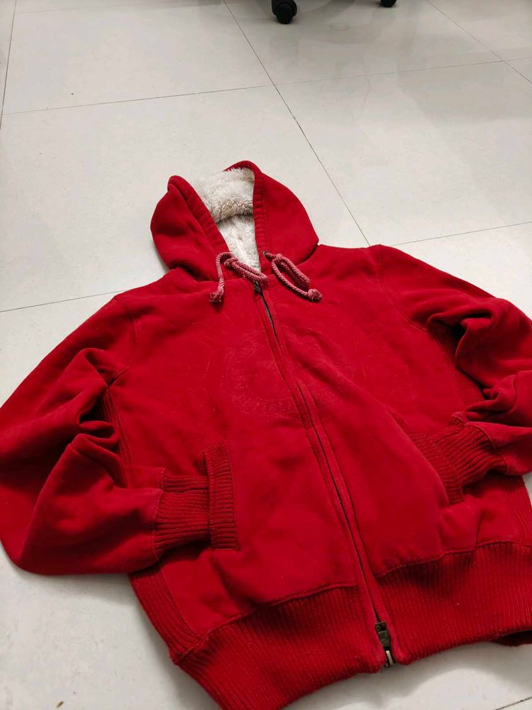 OG Vintage Y2K Abercrombie &amp; Fitch Red Sherpa-Line