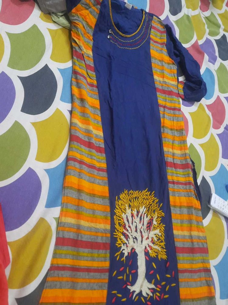 Vibrant Tree Embroidered Kurta