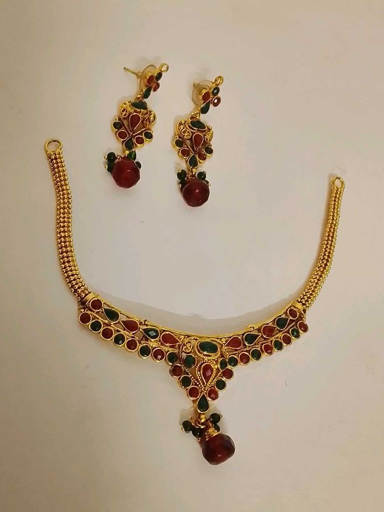 Gold Plated Necklace and Earring S