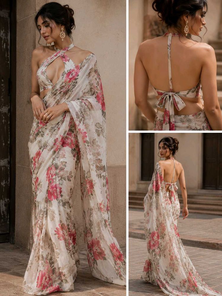Dreamy Floral Chiffon Saree 🌸✨