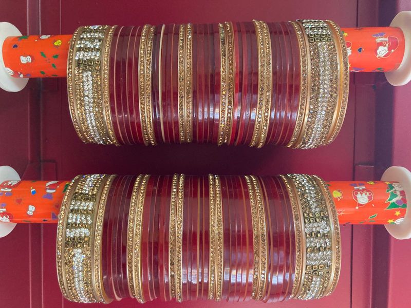 Red &amp; Gold Bridal Chura Set