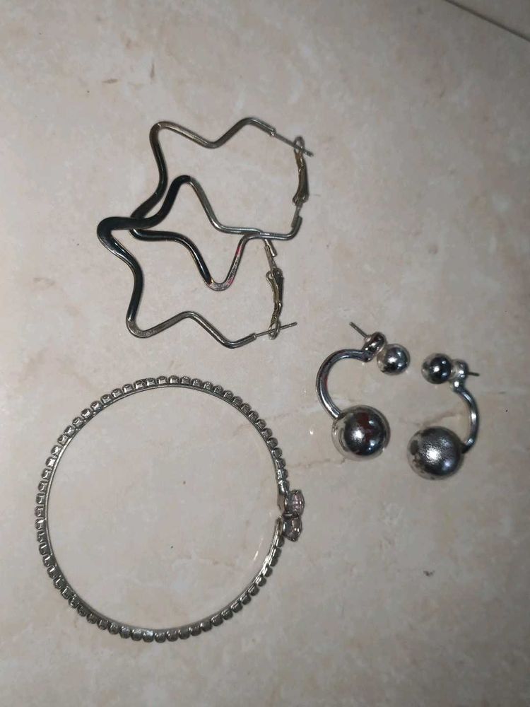 Star Hoop Earrings &amp; Ball Studs Set