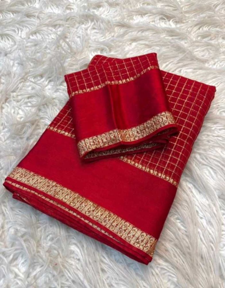 Elegant Red Saree with Golden Border