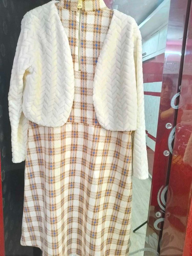 Plaid Dress with Shrug