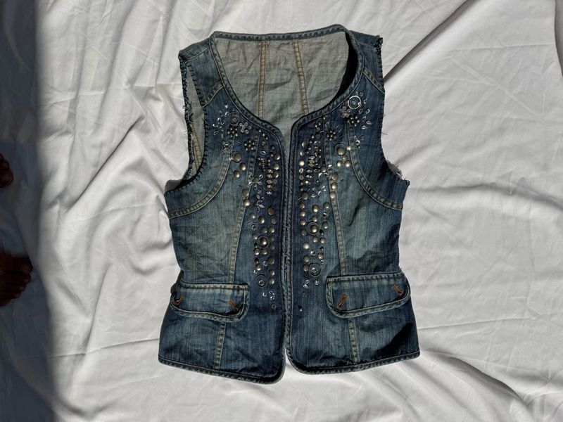 Studded Denim Vest