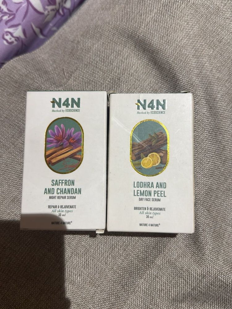 N4N Saffron &amp; Chandan, Lodhra &amp; Lemon Peel Serums