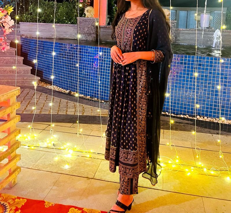 Navy Blue Kurta set 3 Piece