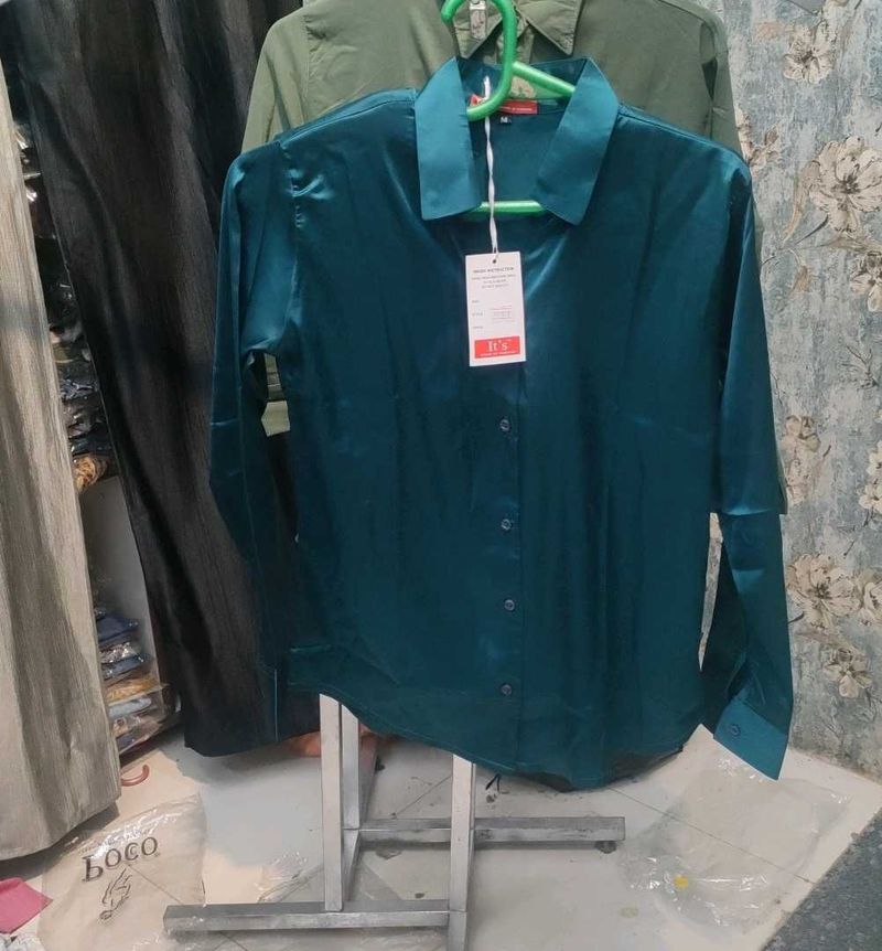 Emerald Green Satin Shirt