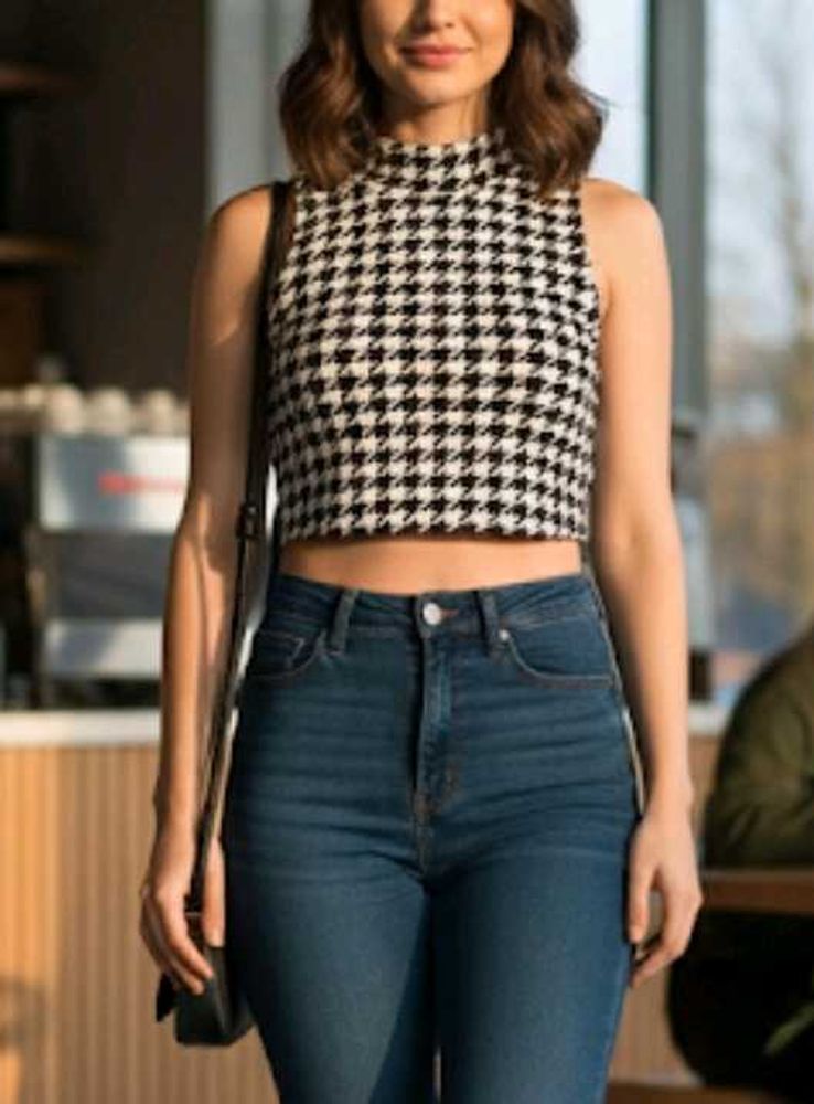 H&amp;M Houndstooth Print Top