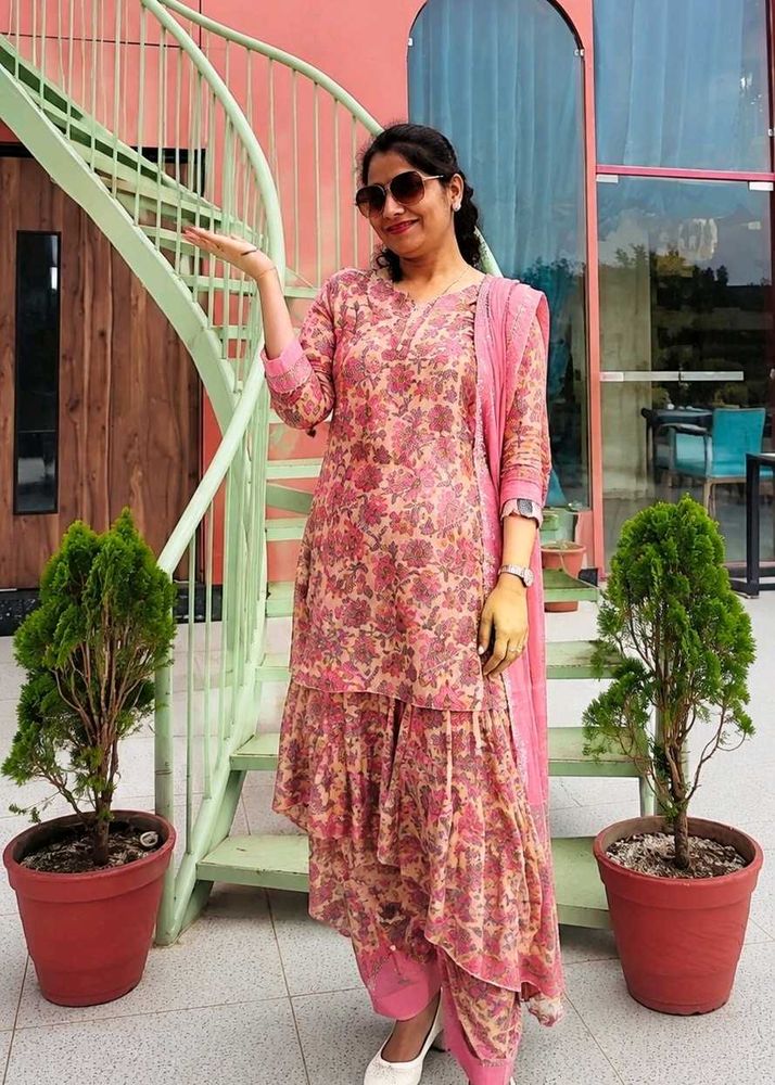 Silk Patiyala Pathani Kurta Set With Kothi