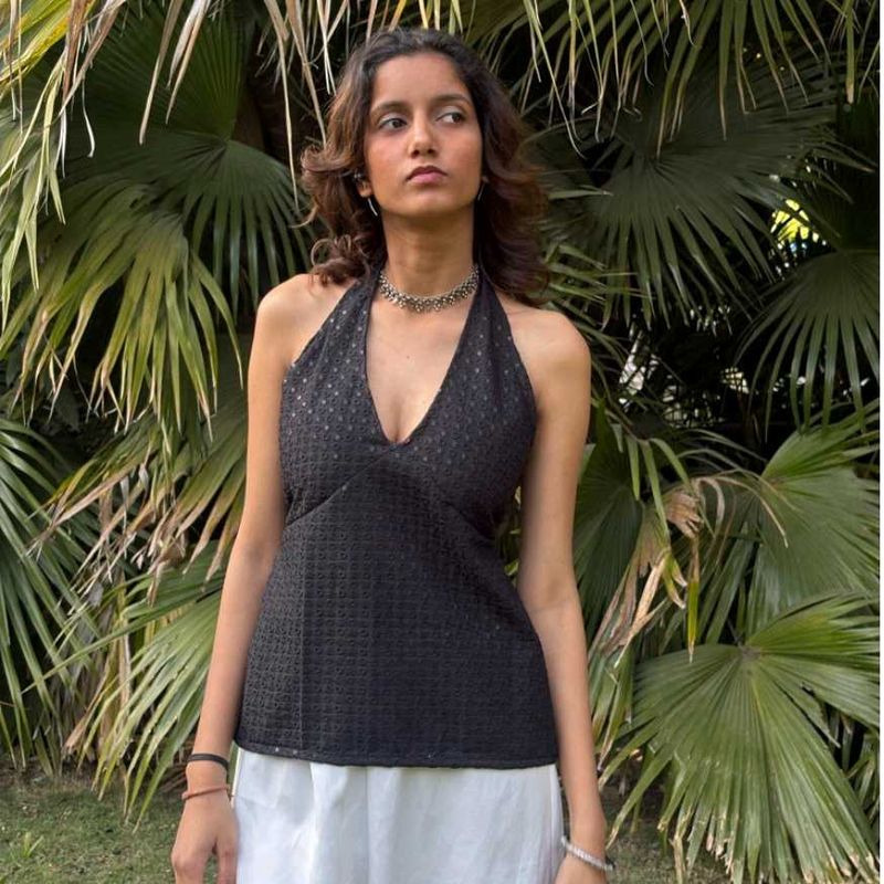 Stylish Black Halter Top