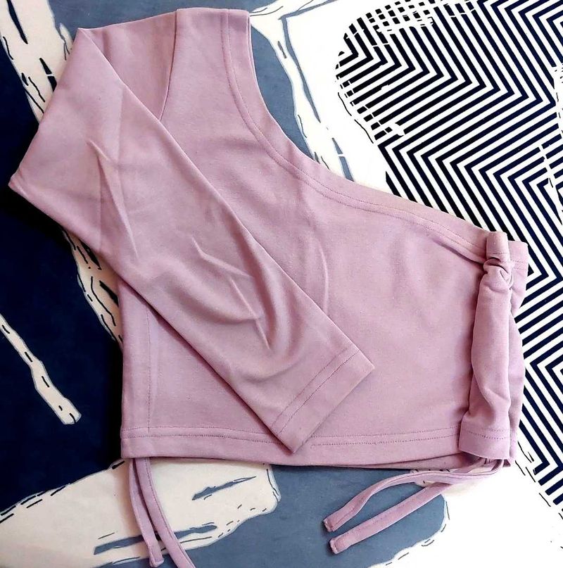 Lavender One-Shoulder Top with Ties