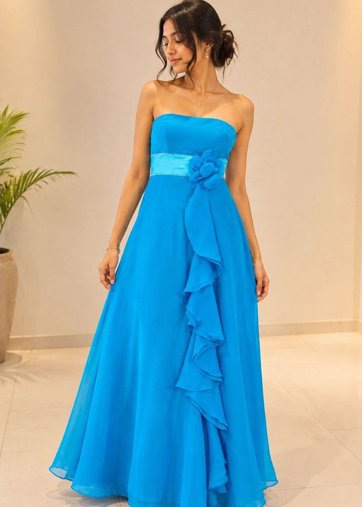 Stunning Blue Strapless Gown