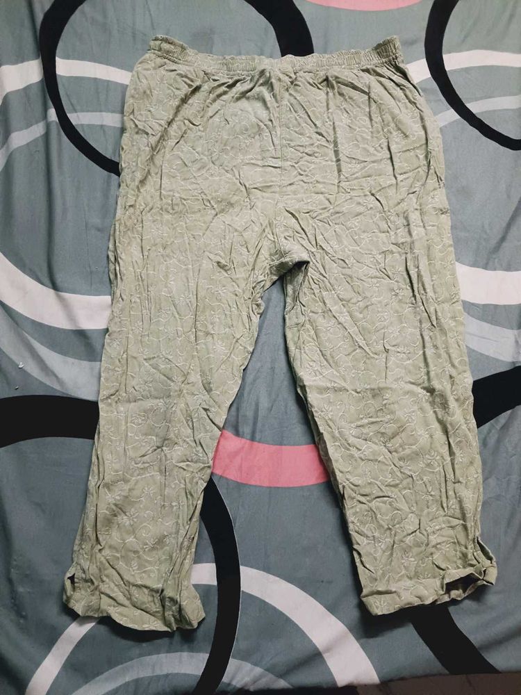 Light Green Embroidered Palazzo Pants
