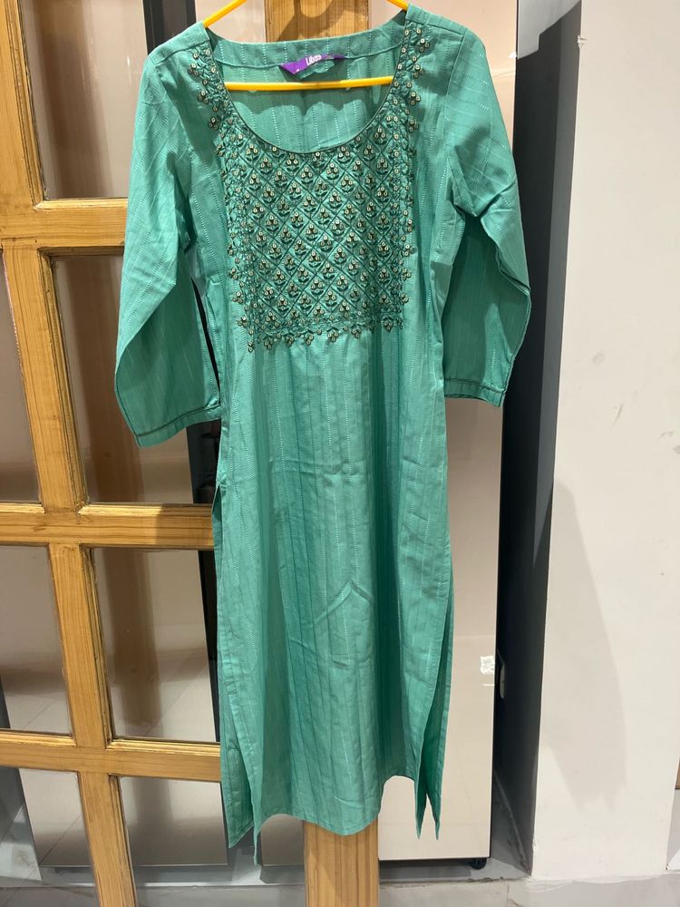 Libas Sea Green Embroidered Kurta