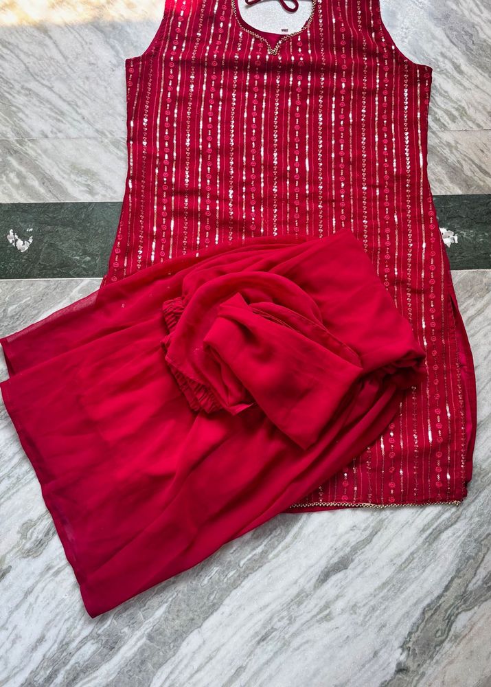 Sparkling Red Kurta Set