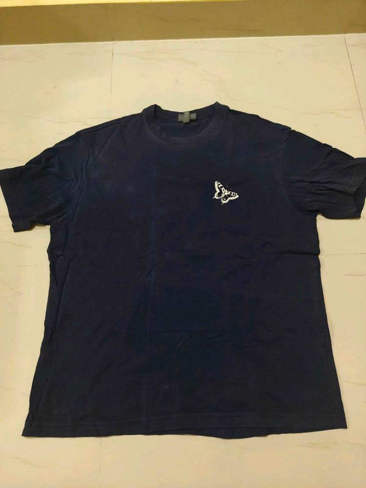 Navy Blue T-Shirt with Butterfly Graphic