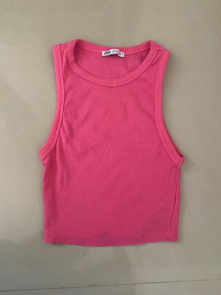 Vibrant Pink Ribbed Tank Top
