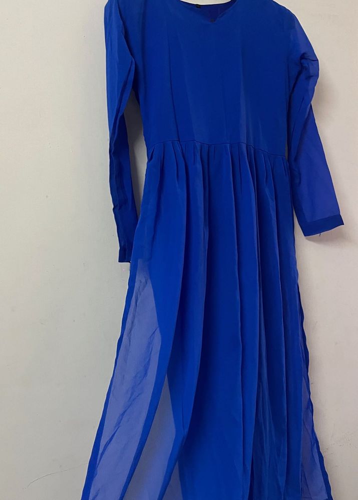 Elegant Blue Ethnic nyra cut kurta
