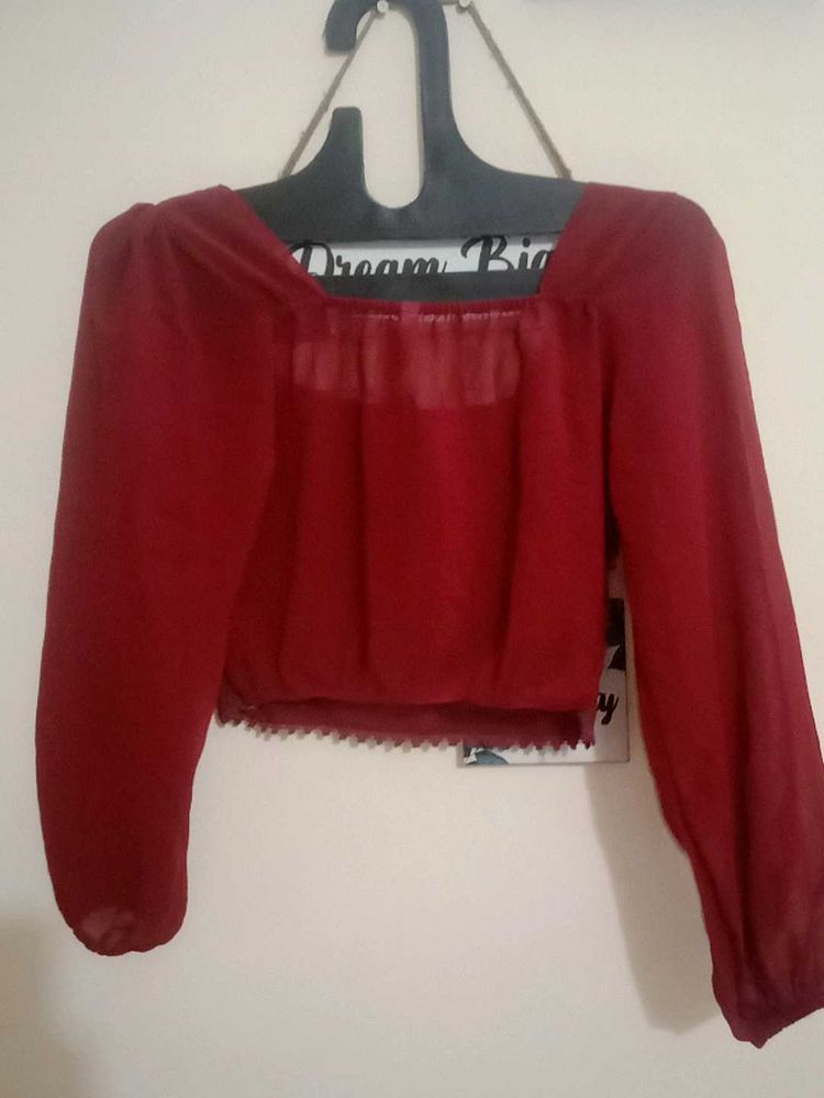Maroon Crop Top