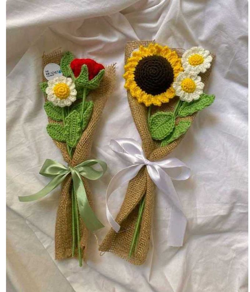 Crochet Flower Bouquet Set