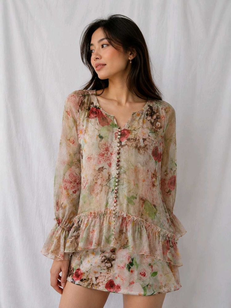 jubilia Floral Ruffle Mini Dress