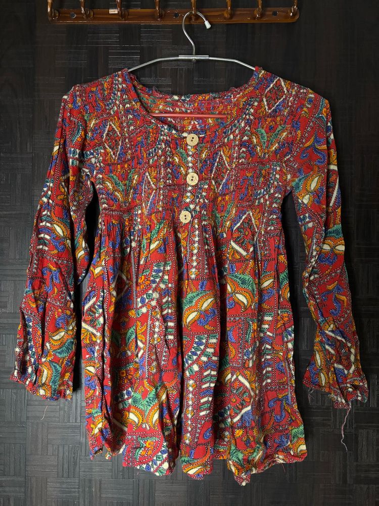 Vibrant Paisley Print short kurti