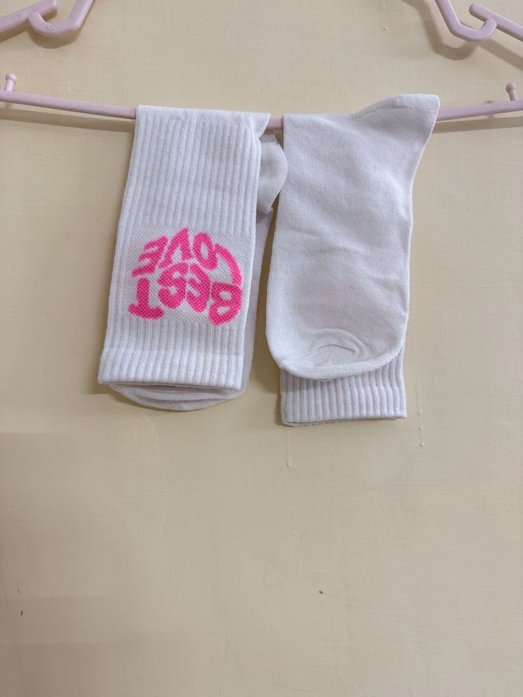 White Socks with "Best Love" Print