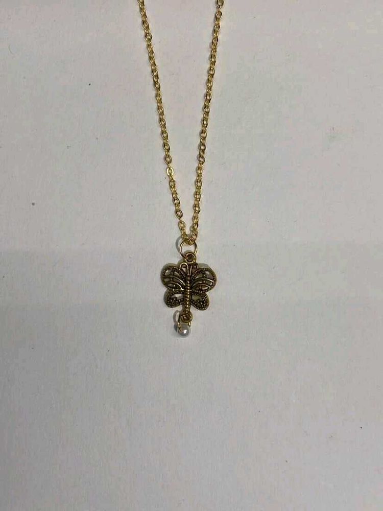 Handmade Gold Butterfly Pendant Necklace