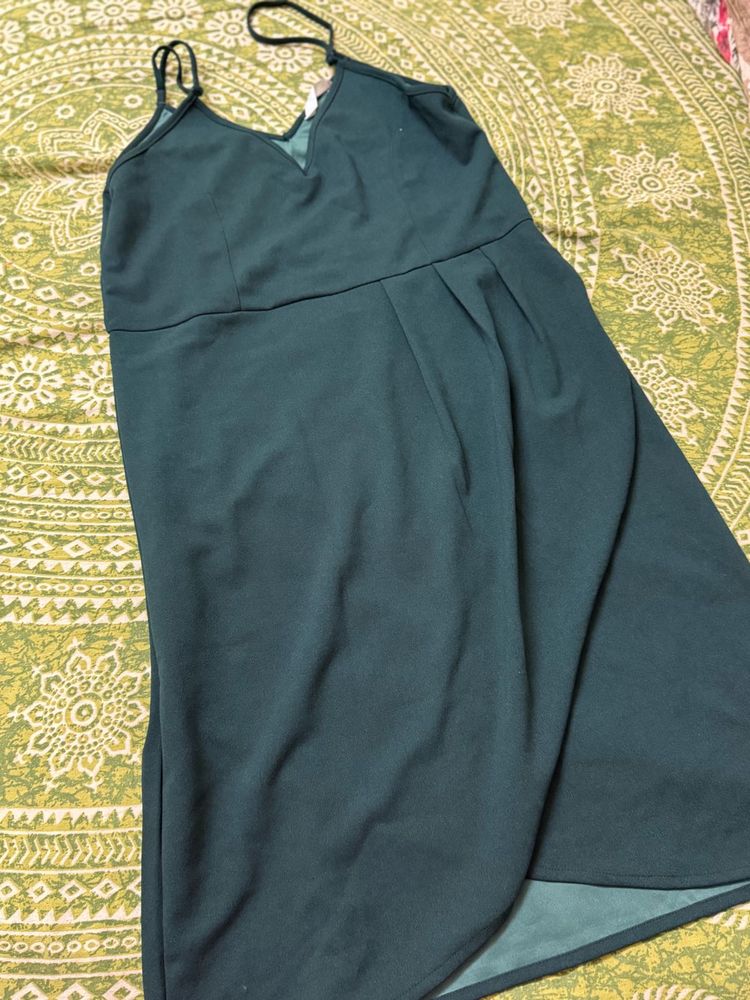 Dark Green Spaghetti Strap Dress
