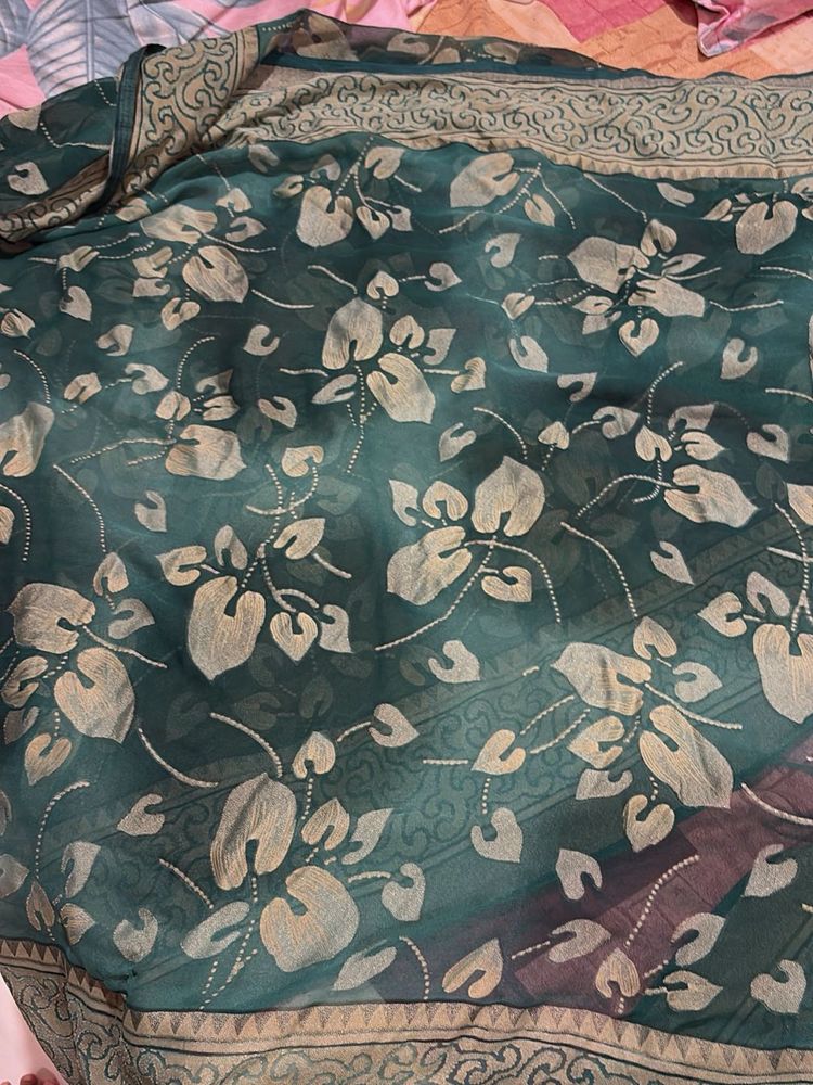 Elegant Green Floral Saree