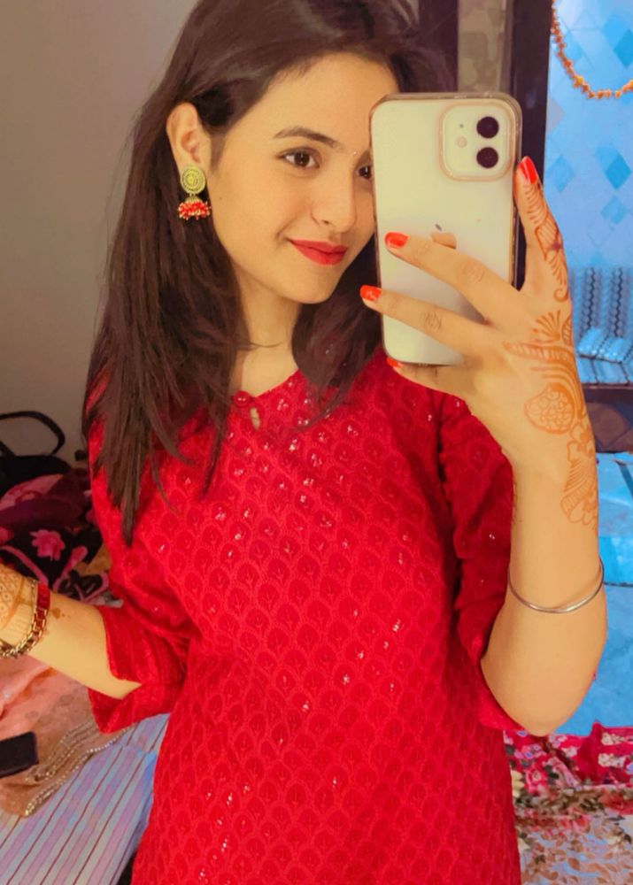 Red Sequin Kurta