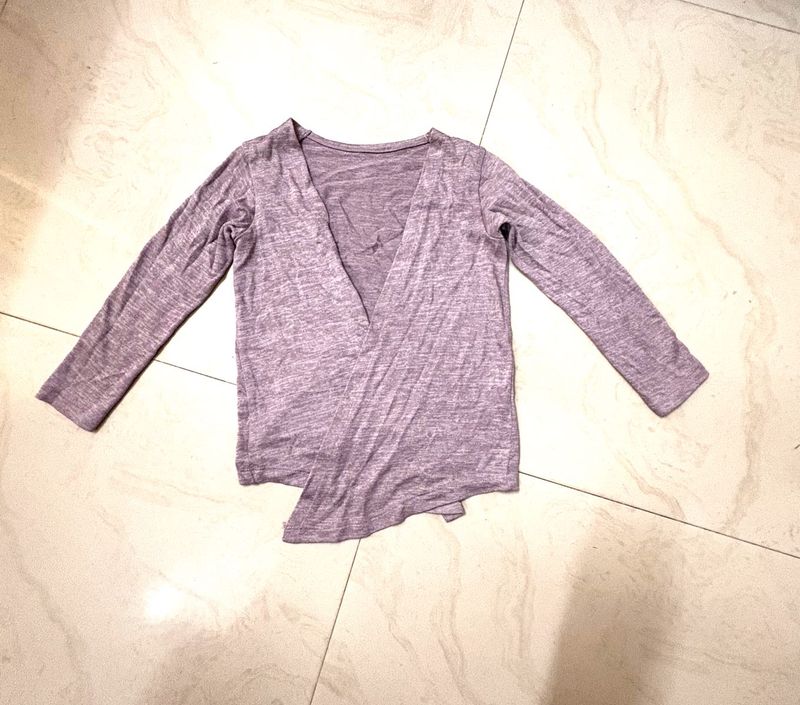 Light Purple Long Sleeve Wrap Top