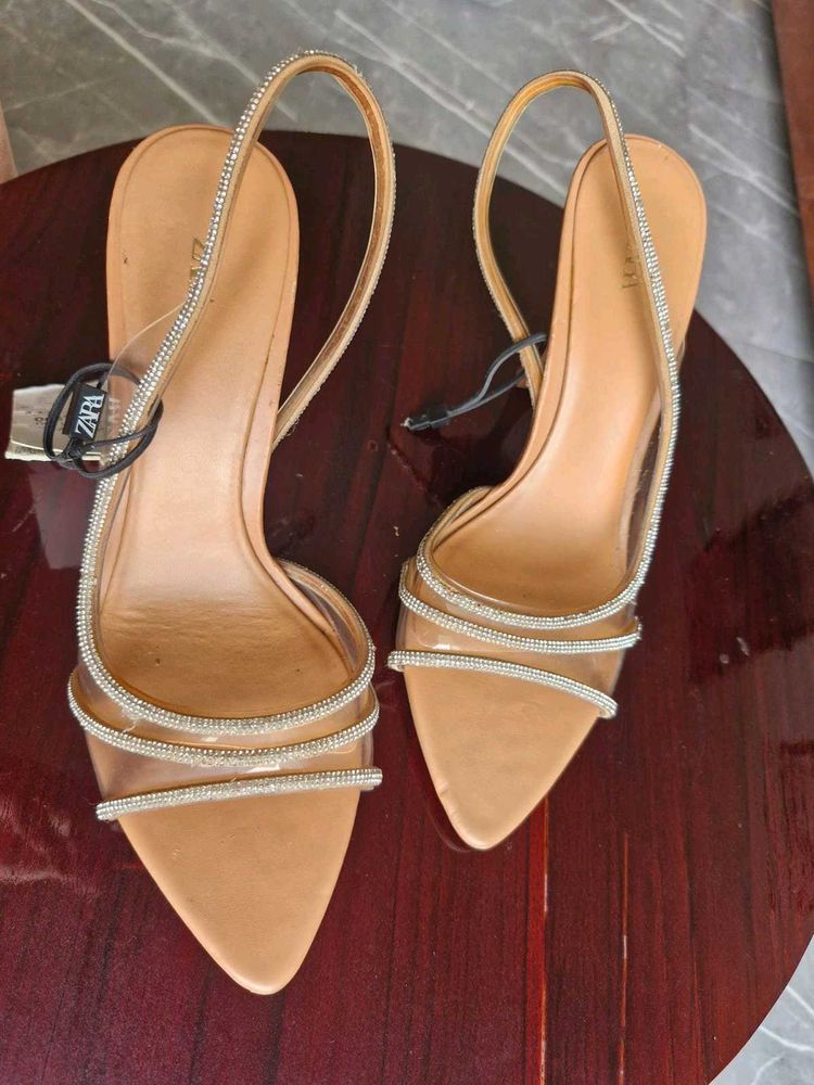 Zara Embellished Slingback Heels