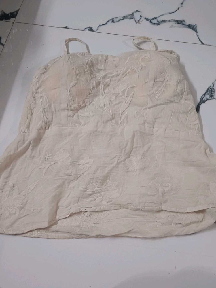 Cream Embroidered Cami Top