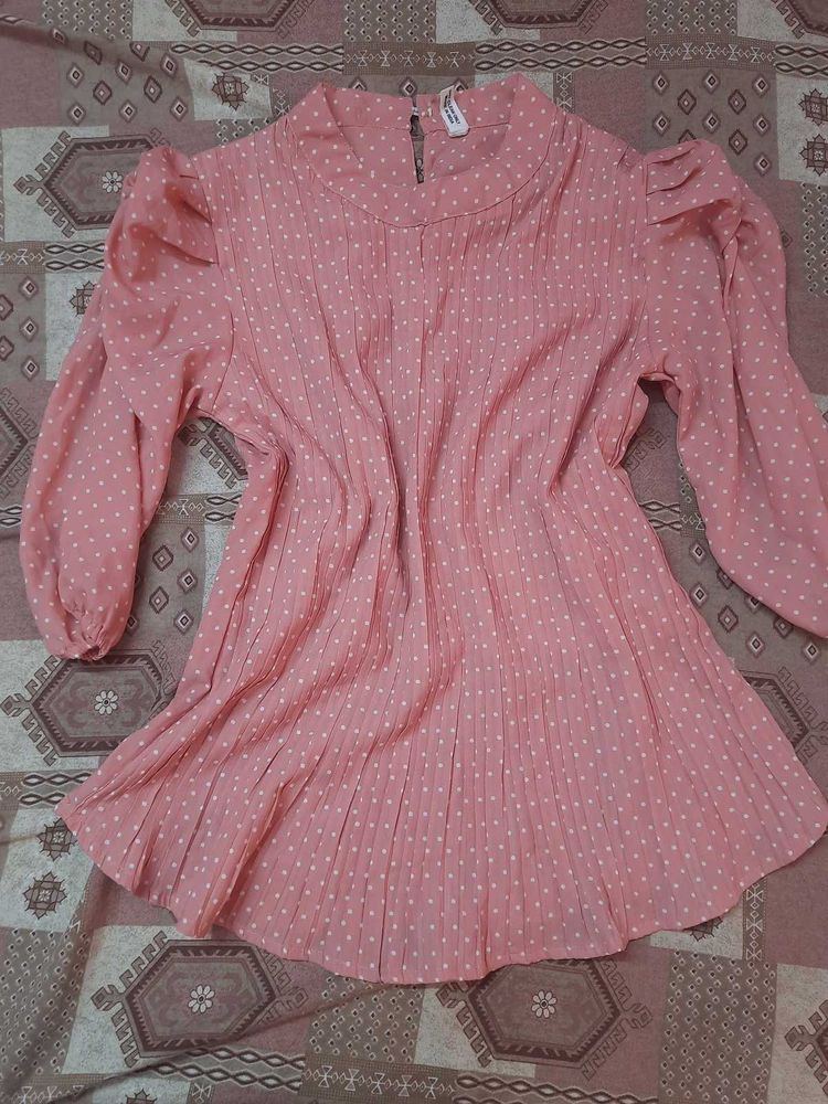 Chic Pink Polka Dot Blouse