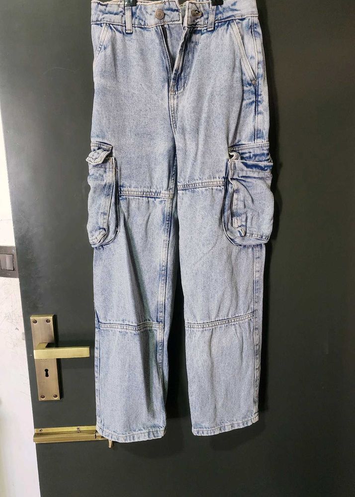Light Wash Cargo Jeans